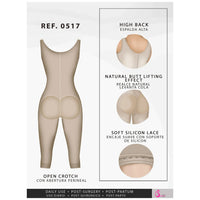 Cargar imagen en el visor de la galería, Fajas Salome 0517 | Post Surgery Stage 1 Butt Lifter Full Bodysuit | Open Bust Knee Length Body Shaper for Women | Powernet - Pal Negocio
