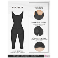 Cargar imagen en el visor de la galería, Fajas Salome 0518 | Stage 1 Post Surgery Bodysuit | Knee Length Full Body Shaper for Women | Powernet - Pal Negocio
