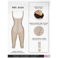 Cargar imagen en el visor de la galería, Fajas Salome 0520 | Open Bust Post Surgery Full Body Shaper for Women | Butt Lifter Knee Length Bodysuit | Powernet - Pal Negocio
