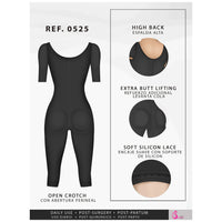 Cargar imagen en el visor de la galería, Fajas Salome 0525 | Post Surgery Bodysuit Full Body Shaper for Women | Tummy Control Butt Lifter Knee Length Shapewear with Sleeves | Powernet  - Pal Negocio
