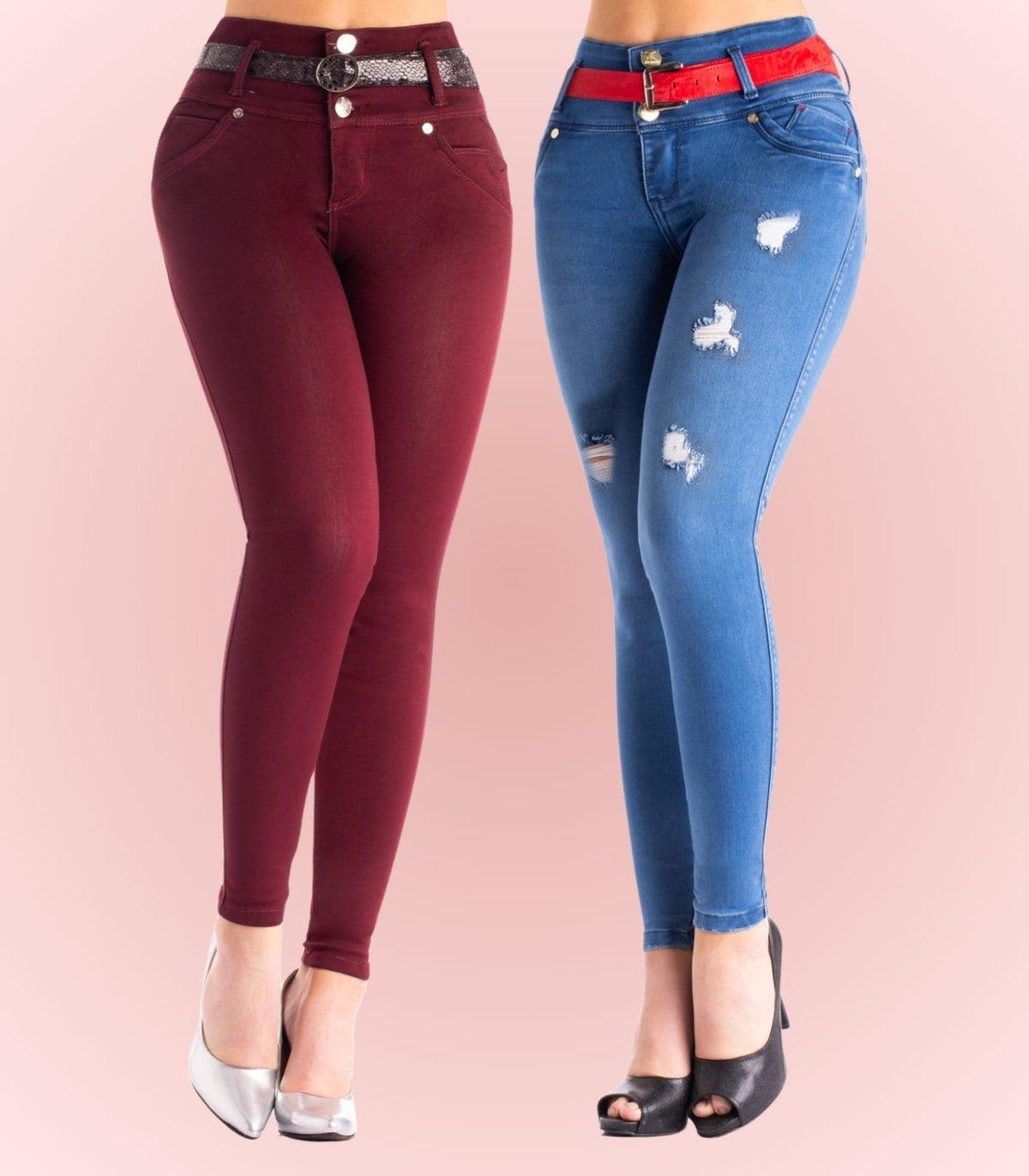Red and Blue Push Up Jeans | Bundle