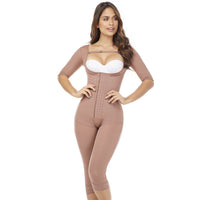 Cargar imagen en el visor de la galería, Fajas MariaE FQ114 | Post Surgery Colombian Shapewear | Knee Length Bodysuit | With Sleeves | Lipo Compression Garment
