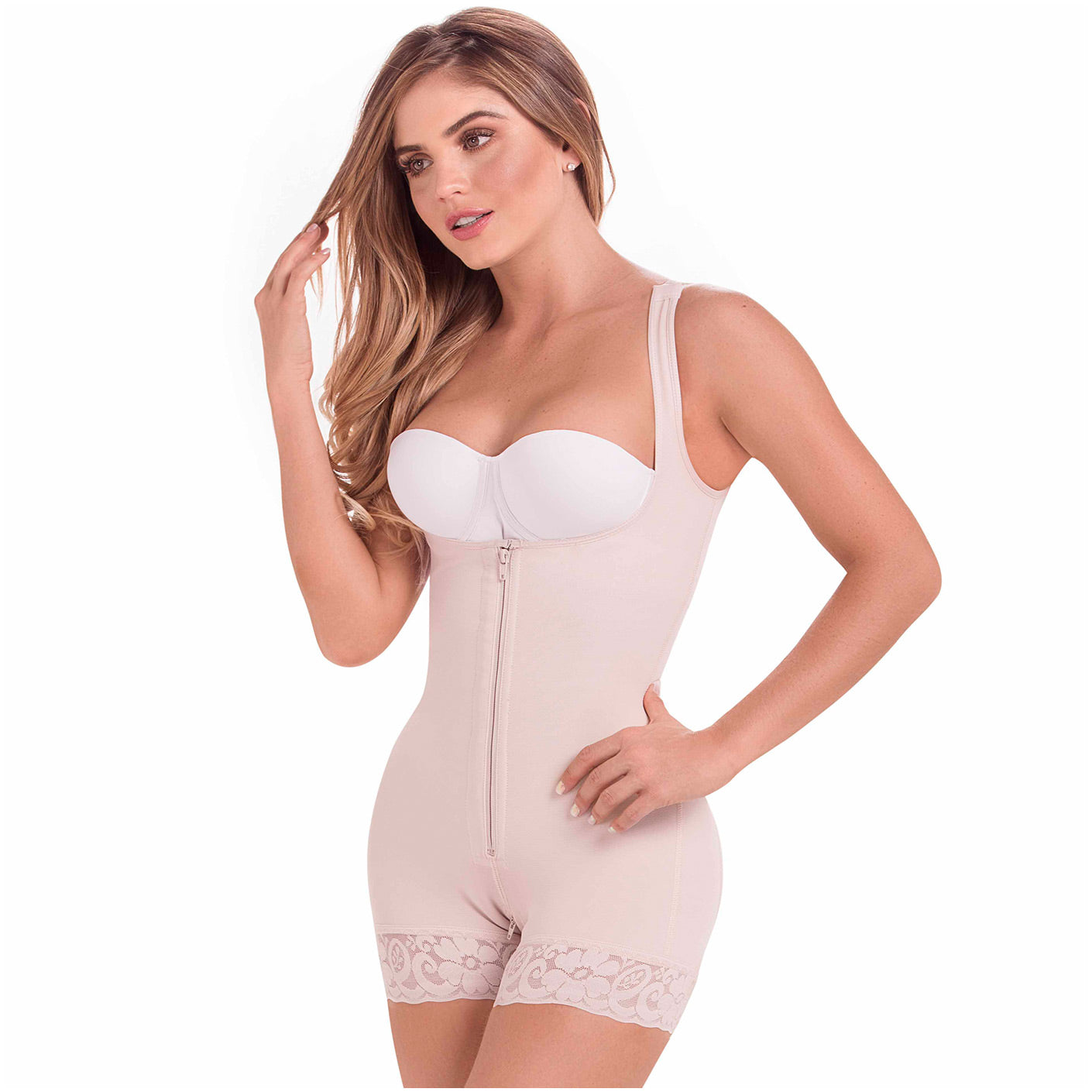 Fajas Salome 0217, Mid Thigh Firm Compression Full Body Shaper for Women, Butt  Lifter Open Bust Postpartum Bodysuit