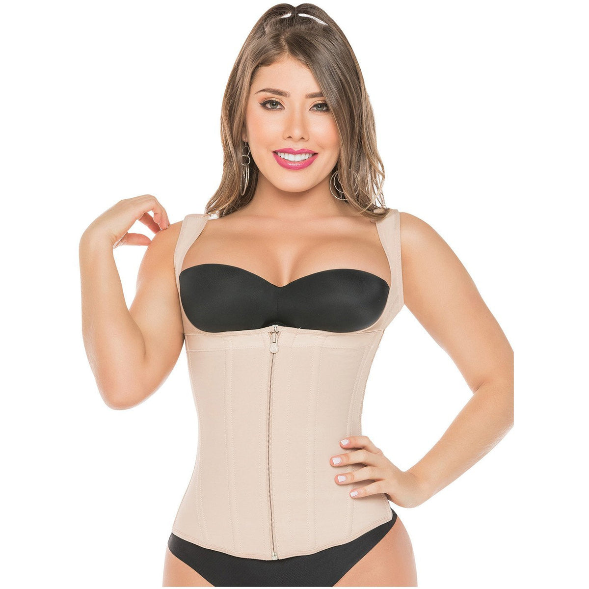 Fajas Salome 0314 | Colombian Waist Trainer Cincher | Open bust and Wide Straps