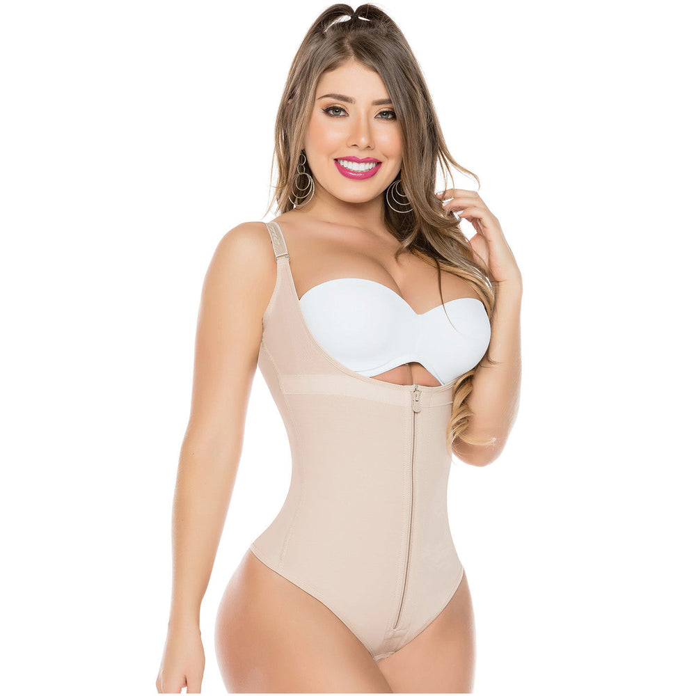 Fajas Salome 0217, Mid Thigh Firm Compression Full Body Shaper for Women, Butt  Lifter Open Bust Postpartum Bodysuit