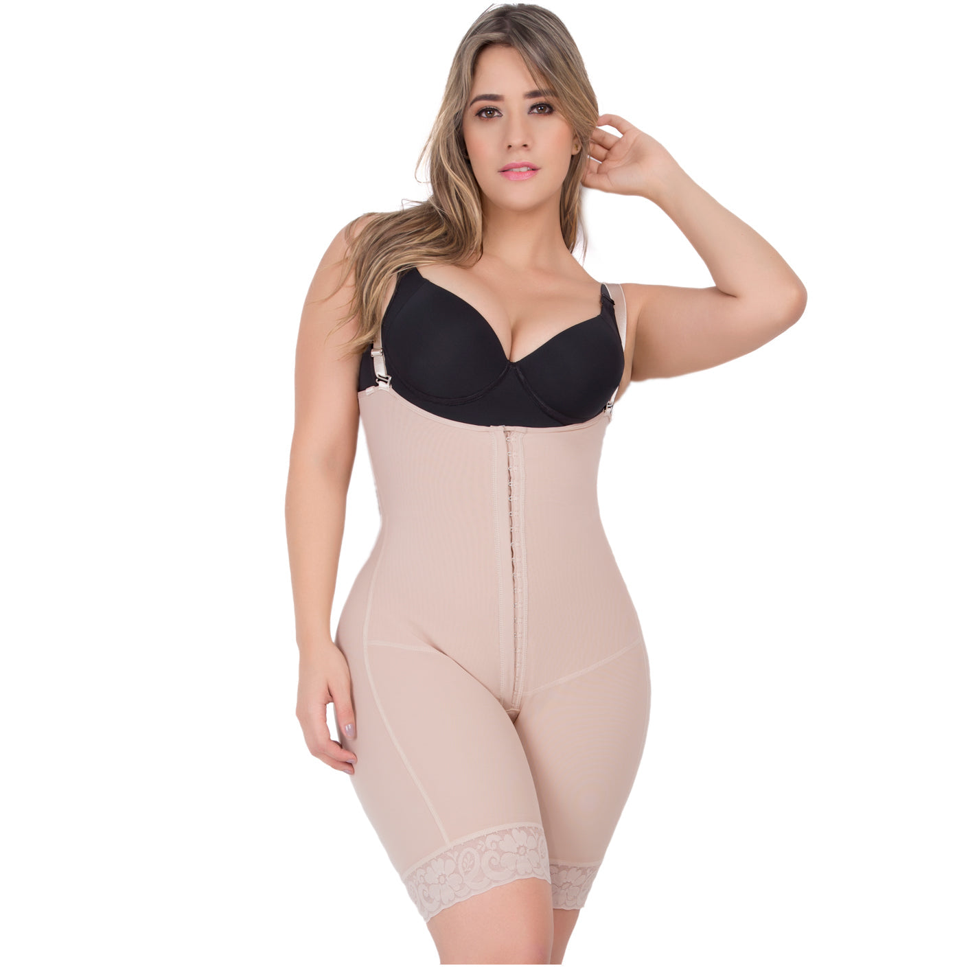 Lace Mid Thigh Body Shaper  Tummy Control Daily Use Bodysuit