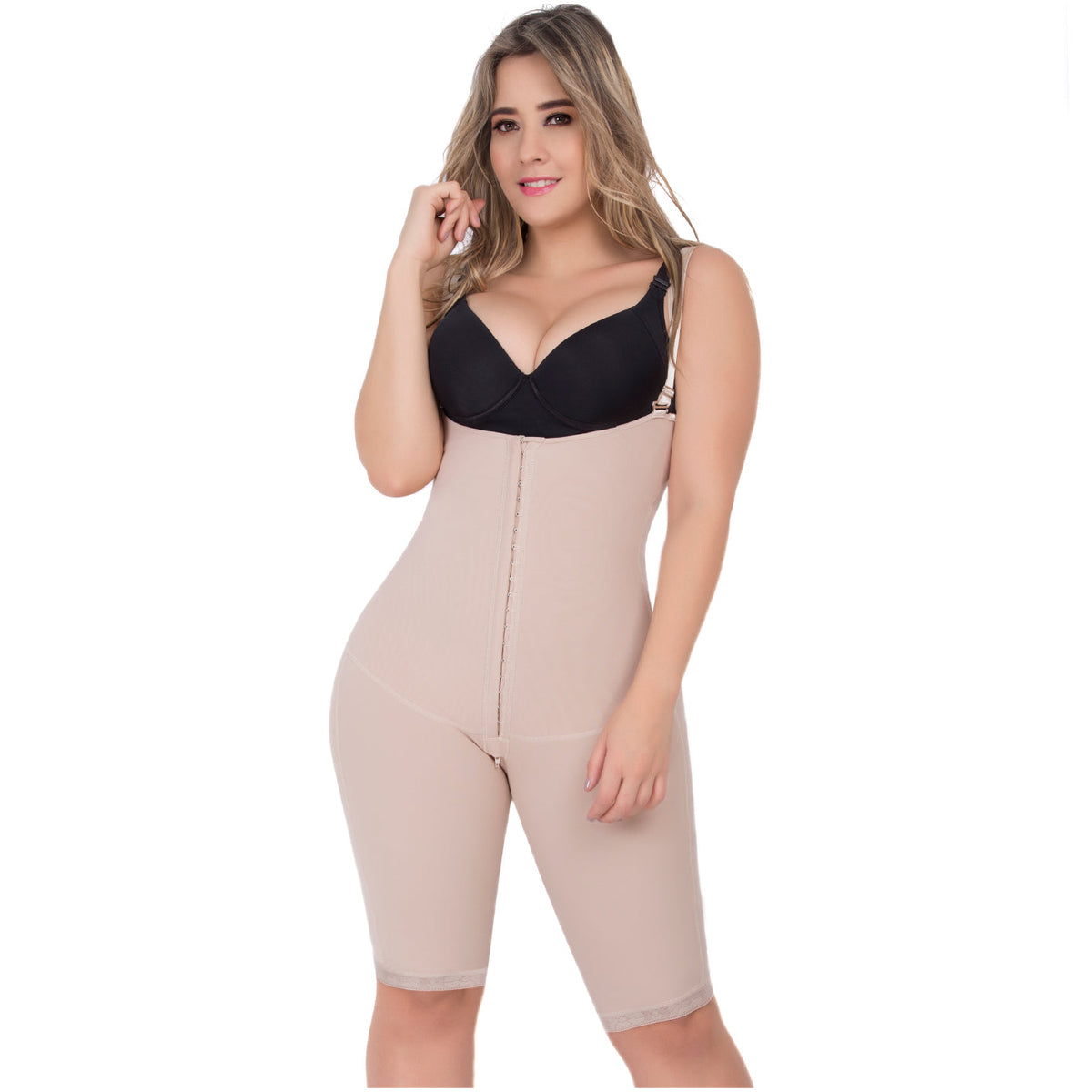UpLady 6172 | Open Bust Body Suit | Tummy Control Butt Lifter Knee Length Bodysuit